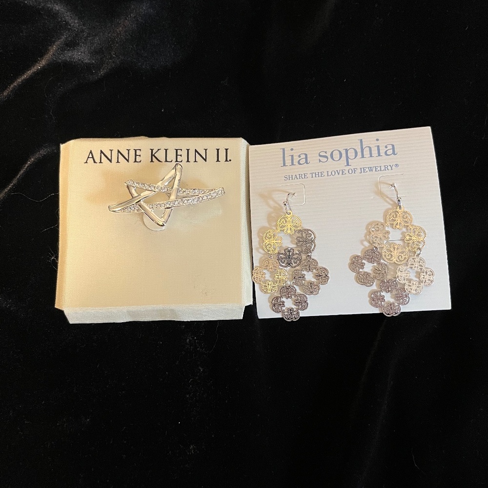 New Anne Klein star brooch, bonus earrings.